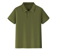 Generisch Chemise à manches courtes pour enfant en piqué - Polo classique pour garçons et filles - Confortable avec boutonnière, Vert armée., 4-5 ans