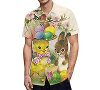 Generisch Chemise à manches courtes pour homme avec impression numérique 3D moderne, boucle de poche pratique pour les hommes soucieux du style, jaune, XXL