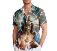 Generisch Chemise à manches courtes pour homme avec imprimé tendance de Dieu de Pâques pour les loisirs décontractés et les occasions spéciales, bleu, XL