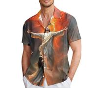 Generisch Chemise à manches courtes pour homme avec imprimé tendance de Dieu de Pâques pour les loisirs décontractés et les occasions spéciales, multicolore, M