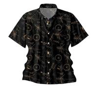 Generisch Chemise à manches courtes pour homme avec motif Voyager Golden Record - Chemise hawaïenne décontractée pour les fans d'astronomie - Chemise noire avec imprimé sonde spatiale, Style_j01 Noir