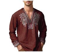 Generisch Chemise à manches longues avec un design imprimé unique pour une chemise décontractée de style ethnique européen pour un usage quotidien, café, S