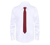 Generisch Chemise à manches longues pour garçon, blanc classique, chemise d'école formelle, chemise confortable pour enfant avec boutonnière, Blanc., 10-11 ans