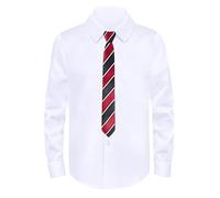 Generisch Chemise à manches longues pour garçon, blanc classique, chemise d'école formelle, chemise confortable pour enfant avec boutonnière, rouge, 14-15 ans