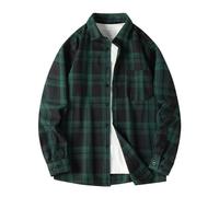 Generisch Chemise à manches longues pour homme à carreaux à manches longues boutonnées, coupe droite, chemises de loisirs pour homme, chemises à manches longues, vêtements pour hommes, ourlet qui ne