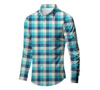 Generisch Chemise à manches longues pour homme à carreaux à manches longues boutonnées, coupe droite, chemises de loisirs pour homme, chemises à manches longues, vêtements pour hommes, ourlet qui ne