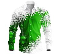 Generisch Chemise à manches longues pour homme Automne et Hiver Chemise à manches longues Revers All Print Chemise de poitrine imprimée, vert, XL