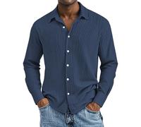 Generisch Chemise à manches longues pour homme avec boutonnière en mousseline boutonnée - Légère - Confortable et respirante - Chemise de plage - Couleur unie - Sans capuche - Pull de travail
