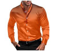Generisch Chemise à manches longues pour homme avec pois - Col classique - Chemise à manches longues - Décontractée - Pour le quotidien, le bureau, les loisirs, l'extérieur, Orange, XXL