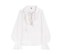 Generisch Chemise à volants en dentelle pour homme - Style gothique rétro décontracté, Blanc., M