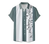 Generisch Chemise boutonnée à manches courtes avec imprimé floral pour femme comme haut de loisirs léger avec col classique respirant quatre saisons, Vert clair., 4XL