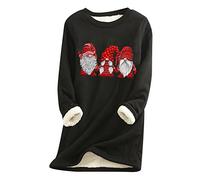 Generisch Chemise chaude imprimée d'hiver pour femme avec haut ample et pull en velours sans pour une mode décontractée confortable, Noir , S