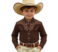 Generisch Chemise de cowboy à manches longues pour garçon, style jean, avec imprimés 3D colorés et boutons pression pratiques, haut décontracté pour les petits fans de Western, idéal pour les enfants