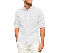 Generisch Chemise de cowboy occidental pour homme - Boutonnière - Manches longues - Chemise de travail pour homme - Avec deux poches - Boutons pression - Couleur unie - Costume à carreaux - Coupe