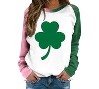 Generisch Chemise de la Saint Patrick pour femme, sweat décontracté à manches longues, graphique, imprimé de lettres drôles Top Tableau des tailles pour femmes, Blanc., XXL