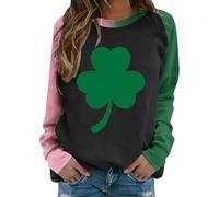 Generisch Chemise de la Saint Patrick pour femme, sweat décontracté à manches longues, graphique, imprimé de lettres drôles Top Tableau des tailles pour femmes, Noir , S