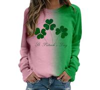 Generisch Chemise de la Saint Patrick pour femme, sweat-shirt décontracté à manches longues, graphique, lettre imprimée drôle, veste courte pour femme, vert, L