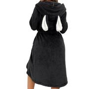 Generisch Chemise de nuit à manches longues en flanelle pour femme - Peignoir moelleux avec oreilles de chat - Capuche douillet - Manteau de sauna - Polaire thermique - Pyjama, Nightgown - Manteau de