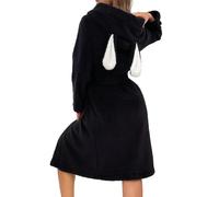 Generisch Chemise de nuit à manches longues en flanelle pour femme - Peignoir moelleux avec oreilles de chat - Capuche douillet - Manteau de sauna - Polaire thermique - Pyjama, Nightgown - Manteau de