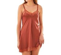 Generisch Chemise de nuit en polaire douillette pour femme - Robe de chambre en satin - Vêtement de nuit - Nuisette courte, marron, M