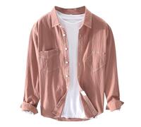 Generisch Chemise de police pour homme - Chemise à manches longues avec poches, bloc de couleur, style décontracté, manchettes avec boutons chemise imprimée pour homme, Orange, M