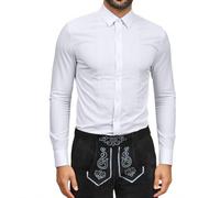 Generisch Chemise de smoking pour homme, couleur unie, pour fête de la | Chemise de smoking pour homme, couleur unie, élastique et confortable, plissée, à manches longues, pour fête de la bière
