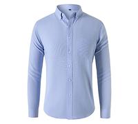 Generisch Chemise de travail stretch pour homme - Chemise d'affaires avec col Kent - Chemise de loisirs surdimensionnée - Couleur unie - Respirante et confortable - Pour homme, bleu, 5XL