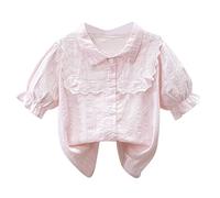 Generisch Chemise décontractée 2026 pour fille - Haut d'été avec col - Style scolaire - Pour tout-petits et enfants - Vêtements de tous les jours, Rose, 5-6 ans