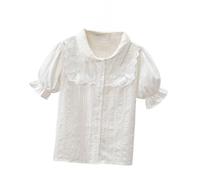 Generisch Chemise décontractée 2026 pour fille - Haut d'été avec col - Style scolaire - Pour tout-petits et enfants - Vêtements de tous les jours, Wh2, 5-6 ans