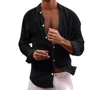 Generisch Chemise décontractée à manches longues pour homme avec col classique pour un usage quotidien. Pour les tenues d'été. S'accorde bien avec un jean et un chino pour un style confortable., Noir