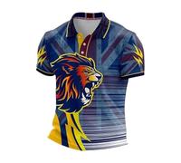Generisch Chemise d'été avec motif britannique classique, matériau tricoté léger et respirant pour une tenue décontractée intelligente, bleu foncé, L
