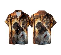 Generisch Chemise élégante 2026 à manches courtes avec motif floral, boutonnière pour un col classique léger et confortable, décontracté et polyvalent., or, M