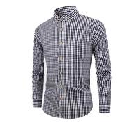Generisch Chemise en flanelle pour homme, chemise en flanelle à carreaux pour homme, manches longues, chemise décontractée boutonnée vers le bas, chemise décontractée avec poche de poitrine, coupe