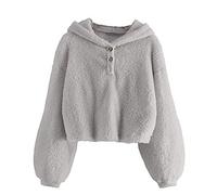 Generisch Chemise fille 140 Kids Girl's Polaire Hoodie Chaud Loose Button Down Pull Veste Top Coat T-shirt à manches longues Garçon 128, gris, 7-8 ans