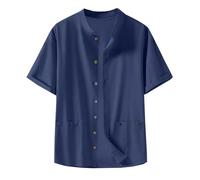 Generisch Chemise hawaïenne à manches courtes pour homme, légère, respirante, boutonnière, couleur unie, coupe décontractée, col montant, infroissable, facile d'entretien, sans repassage, chemise