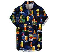 Generisch Chemise hawaïenne pour homme - Chemise d'été - Chemise de fête - Chemise de vacances - Chemise de plage - Manches longues - Infroissable, Noir , L