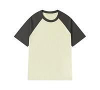 Generisch Chemise Homme Patchwork Col Rond T-shirt Contraste de Couleur Rétro Épaule Lourde T-shirt Couleur Pure Lâche Manches Courtes, gris, 5XL