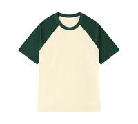 Generisch Chemise Homme Patchwork Col Rond T-shirt Contraste de Couleur Rétro Épaule Lourde T-shirt Couleur Pure Lâche Manches Courtes, vert, 5XL