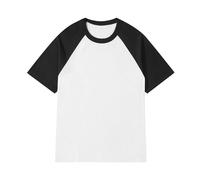 Generisch Chemise Homme Patchwork Col Rond T-shirt Contraste de Couleur Rétro Épaule Lourde T-shirt Couleur Pure Lâche Manches Courtes, Noir , 5XL