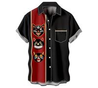 Generisch Chemise imprimée élégante pour les occasions formelles décontractées, tissu léger et respirant avec un design moderne, Noir , 4XL