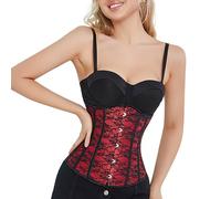 Generisch Chemise médiévale pour homme et femme - Rouge - Corset à fleurs - Grande taille - Costume cosplay Evergarden violet, rouge, 3XL