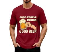 Generisch Chemise Oktoberfest pour homme - Imprimé bière - Manches courtes - Col rond - Vêtement Good People Drink Good Beer, T-shirt Red Beer pour homme, XL