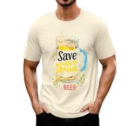 Generisch Chemise Oktoberfest pour homme - Imprimé bière - Manches courtes - Col rond - Vêtement « Save Water Drink Beer », T-shirt beige Beer pour homme, XXL