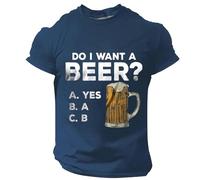 Generisch Chemise Oktoberfest pour homme - Manches courtes - Col rond - Impression de bière - Lettre graphique - T-shirt Do I Want A Beer, T-shirt bleu Beer pour homme, 3XL