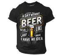 Generisch Chemise Oktoberfest pour homme - Manches courtes - Col rond - Imprimé bière - A Day Without Beer is Just Like Kiding I Have No Idea, T-shirt noir Beer pour homme, 3XL