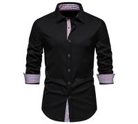 Generisch Chemise pour homme - Infroissable - Manches longues - Couleur unie - Stretch - Chemise d'affaires - Chemise à manches longues - Infroissable - Colorée - Coupe ajustée - Col en V - Blanc,