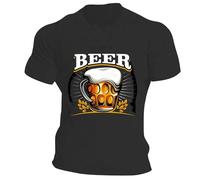 Generisch Chemise pour homme Oktoberfest - Impression de bière - Vêtement amusant à manches courtes - Col rond - Imprimé bière, T-shirt noir Beer pour homme, 4XL