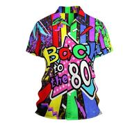 Generisch Chemise pour homme style années 80 avec imprimé fluo Back to The 80s - Chemise de fête colorée avec motif rétro | Chemise décontractée à manches courtes pour les soirées à thème, Style_z01