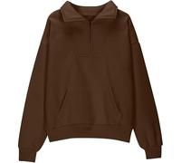 Generisch Chemise surdimensionnée pour adolescente demi-fermeture éclair, polaire, pull avec poche zippée quart de longueur, sweat à capuche, vêtements d'automne pour adolescentes filles meilleurs