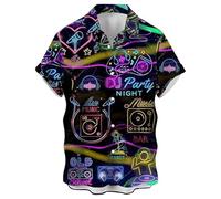 Generisch Chemise tendance pour homme avec imprimé pour une élégance décontractée et des occasions spéciales, matériau léger et respirant, peut être combiné de manière polyvalente, Violet foncé., S